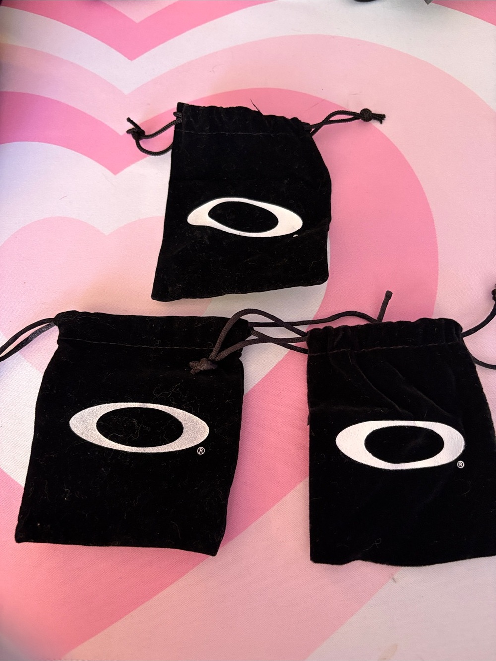 Oakley Black Velvet Pouch Trio with White Logo
